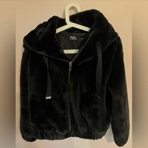 ISO Zara faux fur hoodie style coat